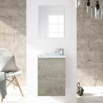 Meuble de salle de bain suspendu gain de place 40 cm 1 porte ch�ne avec miroir et lavabo encastr� ? espagne ...