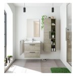 Abitare - meuble de salle de bain suspendu 60 cm 2 tiroirs chêne avec miroir et lavabo encastré ? syracuse ... Abitare - meuble de salle de bain suspendu 60 cm 2 tiroirs chêne avec miroir et lavabo encastré ? syracuse ...