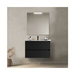 Meuble de salle de bain suspendu 80 cm en bois noir mat avec vasque en porcelaine - olympus - 80 cm standard ... Meuble de salle de bain suspendu 80 cm en bois noir mat avec vasque en porcelaine - olympus - 80 cm standard ...