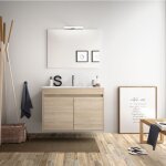 Meuble de salle de bain suspendu 80 cm en bois naturel avec deux portes - nova - standard