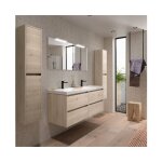 Abitare - meuble de salle de bain suspendu en bois naturel 140 cm avec vasque intgr - nova - 140 cm ...