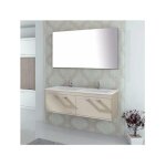 Meuble de salle de bain suspendu enif avec miroir et lavabo double vasque - 120 cm - crème Meuble de salle de bain suspendu enif avec miroir et lavabo double vasque - 120 cm - crème