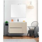 Meuble de salle de bain suspendu gea avec miroir et lavabo - 2 tiroirs avec poignée à gorge et un espace ... Meuble de salle de bain suspendu gea avec miroir et lavabo - 2 tiroirs avec poignée à gorge et un espace ...