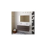 Meuble de salle de bain suspendu mizar avec miroir et lavabo - frne tea - 120cm double vasque