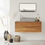 Meuble de salle de bain en teck massif 115 cm Meuble de salle de bain en teck massif 115 cm
