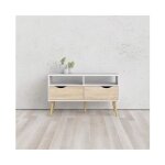 Abitare - meuble de salon tv 99 cm blanc mat et chêne avec deux tiroirs - gladiolo Abitare - meuble de salon tv 99 cm blanc mat et chêne avec deux tiroirs - gladiolo
