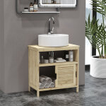 Meuble sous lavabo en bambou, meuble de rangement pour salle de bain avec 2 portes, 60 x 30 x 60 cm, ...
