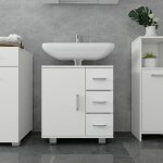 Ml - design meuble sous lavabo, blanc, 60 x 60, 8 x 33 cm, avec 1 porte 2 �tag�res 3 tiroirs, panneau ...