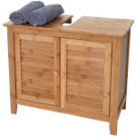 Meuble sous - lavabo salle de bains hwc - b18, armoire, bambou, 60x67x30cm
