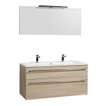 Meuble sous - vasque 120cm + vasque + miroir + éclairage maia / décor chêne naturel / Meuble sous - vasque 120cm + vasque + miroir + éclairage maia / décor chêne naturel /