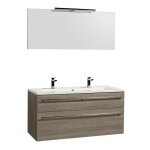 Le quai des affaires - meuble sous - vasque 120cm + vasque + miroir + clairage maia / dcor chne clair ...