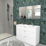 Le quai des affaires - meuble sous - vasque 3 tiroirs marbella 120 cm + vasque + miroir / blanc /