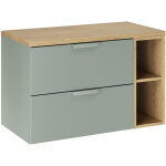 Meuble sous - vasque 80cm 2 niches oria vert mat