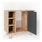 Vicco - meuble sous vasque simple fynn, anthracite / chne dor, 60 x 54 cm