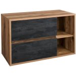 Vente - unique - meuble sous vasque suspendu coloris naturel et anthracite - 100 cm - tikitiki
