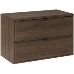 Meuble sous vasque suspendu avec plan terra villa coloris noyer fonc� 80 cm