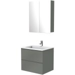 Zen - meuble de salle de bain à suspendre max - l60cm - anthracite - brillant - livré monté - ondee Zen - meuble de salle de bain à suspendre max - l60cm - anthracite - brillant - livré monté - ondee