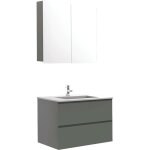 Zen - meuble de salle de bain  suspendre max - l80cm - anthracite - brillant - livr mont - ondee