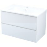 Zen - meuble de salle de bain  suspendre max - l80cm - blanc - brillant - livr mont - ondee
