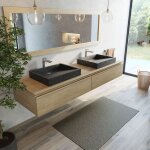 Meuble suspendu 2 tiroirs en teck massif 150 cm khal��