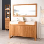 Meuble en teck et vasques de salle de bain luxe 140 crme
