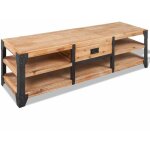 Helloshop26 - meuble t�l� buffet tv t�l�vision design pratique 140 cm bois d'acacia massif