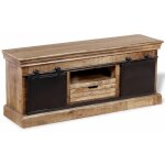 Helloshop26 - meuble tl buffet tv tlvision design pratique avec 2 portes coulissantes bois de manguier ...