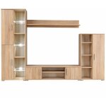 Helloshop26 - meuble t�l� buffet tv t�l�vision design pratique avec lumi�res led ch�ne sonoma marron