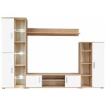 Helloshop26 - meuble tl buffet tv tlvision design pratique mural avec lumire led chne sonoma et ...