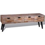 Helloshop26 - meuble tl buffet tv tlvision design pratiqueavec 4 tiroirs en teck recycl