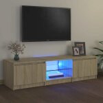 Meubles de t�l�vision avec lumi�res led 140x40x35, 5 cm avec 2 portes et compartiments couleur : marron ...