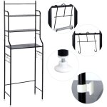 Sifree - meuble de toilette / colonne de toilette / meuble wc 3 ranges tagre de salle de bains - noir ...