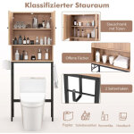 Meuble de toilette etagere de toilette sur pied avec 2 portes amp 2 crochets 63 x 23 x 1655 cm naturel ...