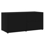 Meuble tv 1 porte 2 tiroirs bois noir ressi 80cm