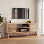 Meuble tv de 110 cm de haut, style moderne du milieu du si�cle, compatible avec les t�l�viseurs de 32 ...
