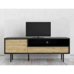 Abitare - meuble tv 137 cm noir mat et chêne clair - ciampino Abitare - meuble tv 137 cm noir mat et chêne clair - ciampino