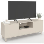 Meuble tv 140 cm bertille 3 portes bois beige