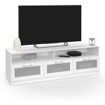 Meuble tv 140 cm vito portes givr�es blanc