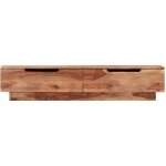 Vidaxl ? meuble tv en bois massif 145x30x30 cm ? finition marron clair ? 2 tiroirs ? design rustique ...