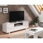 Abitare - meuble tv 150x41x46 cm blanc brillant et gris cendr� avec 3 portes ? palerme