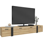 Meuble tv 180 cm suspendu phoenix 3 portes design industriel