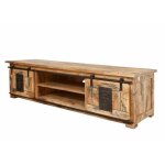 Massivmoebel24 - meuble tv 180x55 manguier laqu� bois naturel railway 135