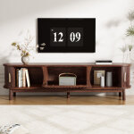 Meuble tv avec 2 portes coulissantes et 1 porte abattante, style r�tro, en mdf, 165�39, 5�46 cm, marron ...