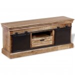 Vidaxl - meuble tv avec 2 portes coulissantes bois de manguier massif