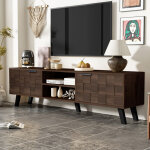 Meuble tv avec 2 portes et 2 niches ouvertes, style moderne, salon, en panneaux de particules, bois, ...