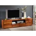 Massivmoebel24 - meuble tv 200x45 palissandre laqu� noisette duke 123