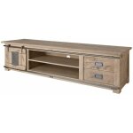 Massivmoebel24 - meuble tv 200x55 manguier laqu� blanchi railway 336