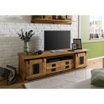 Meuble tv 200x55 manguier laqu bois naturel railway 314