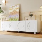 Meuble tv avec 4 portes et compartiments, portes relief 3d, finition mate, en mdf et panneaux, 180, 5�38�50 ...
