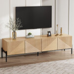 Meuble tv avec 4 portes et passe - c�bles, naturel, 163, 5x40x45 cm